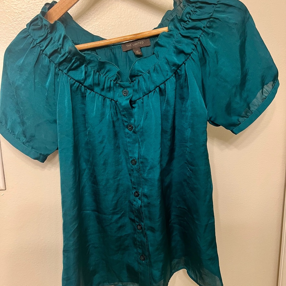 The Limited Teal Button-Up Blouse